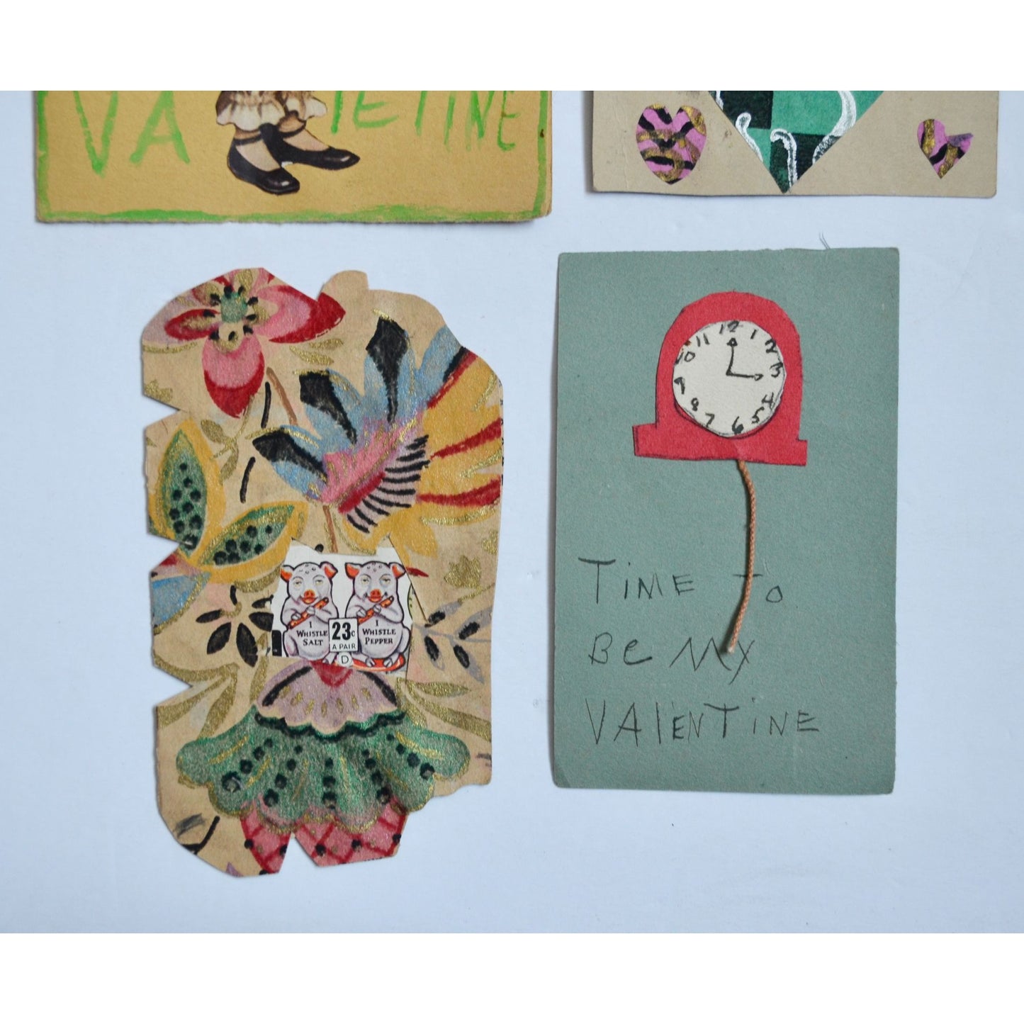 1930s Vintage HANDMADE OOAK Valentine Cards Unique Lot #12