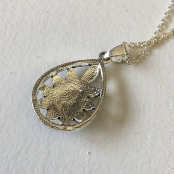 NEW Genuine Marcasite Red CZ Teardrop Necklace