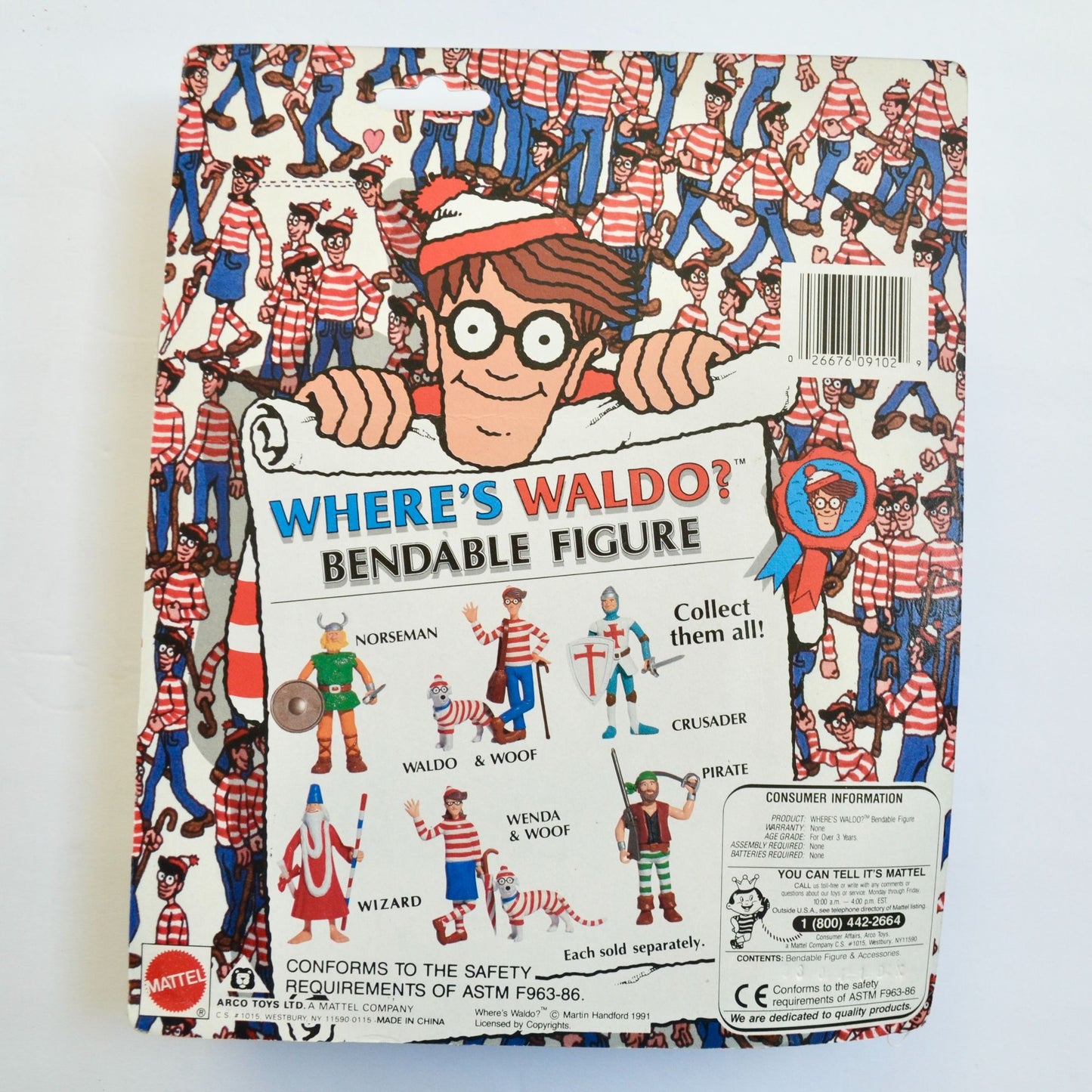 Where's Waldo? Crusader Bendable Figure NOS Vintage New