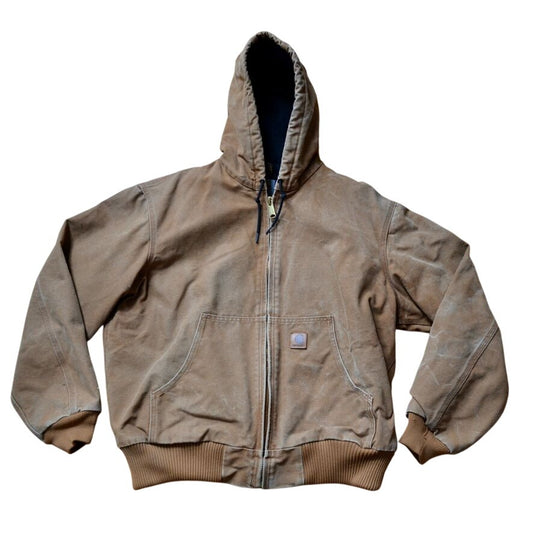 Carhartt Insulated Hooded Jacket Duck Brown Coat Men's L Model# J130-211