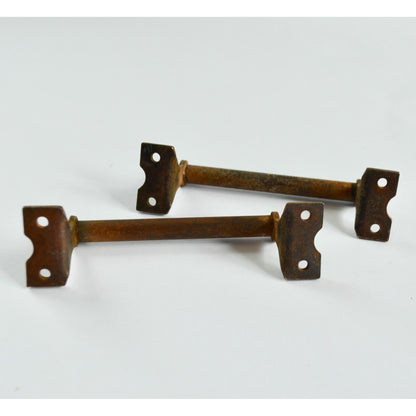 Lot 2 Vintage Copper? Metal Drawer Pulls Cabinet Dresser Antique Handle