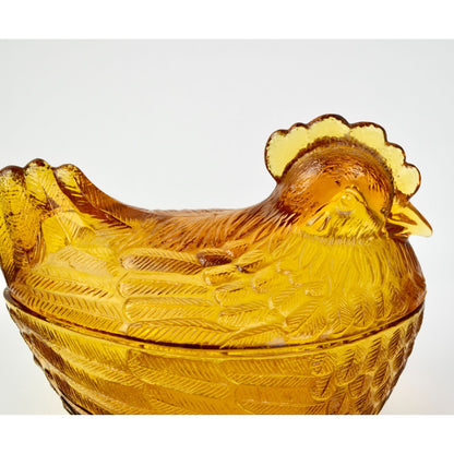 Hen on Nest HON Amber Brown Vintage Glass