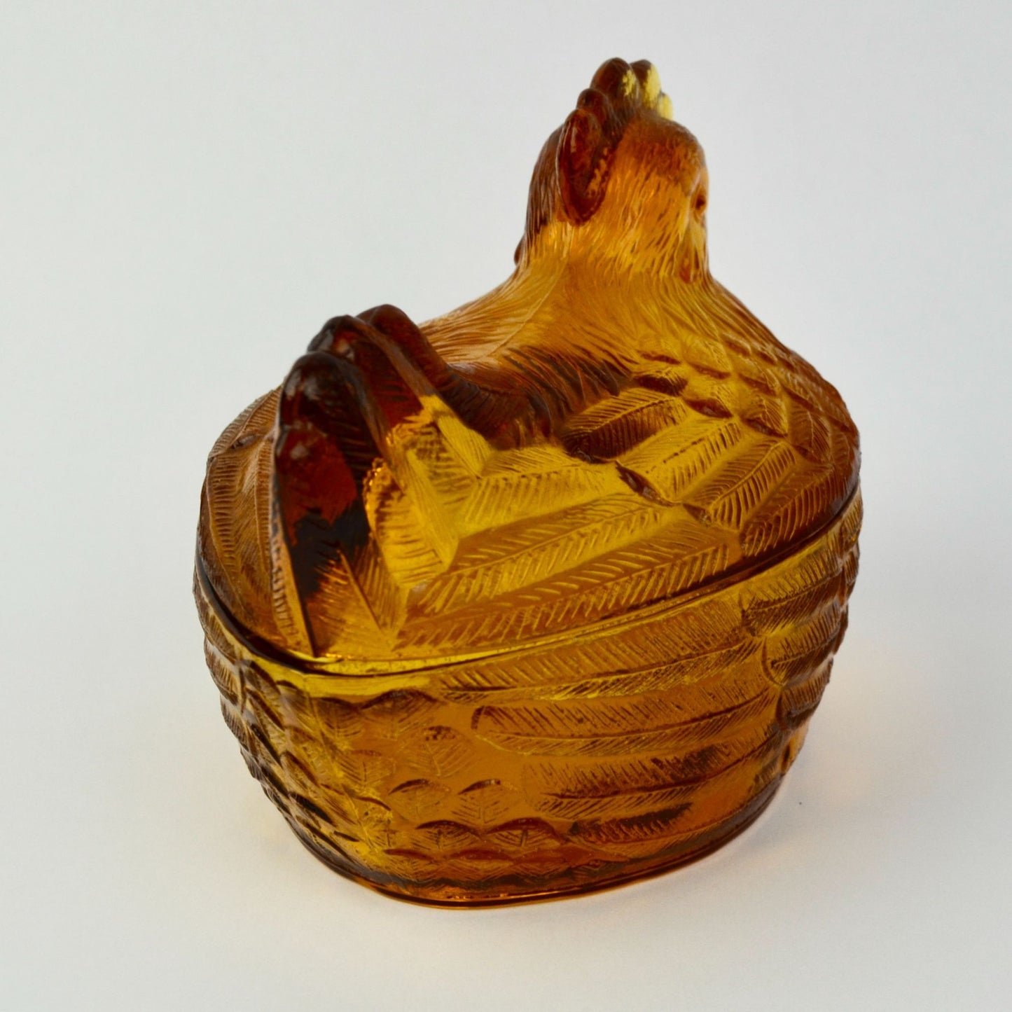 Hen on Nest HON Amber Brown Vintage Glass