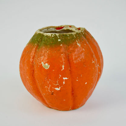 Antique Paper Mache Pumpkin Jack O Lantern Orange 4"