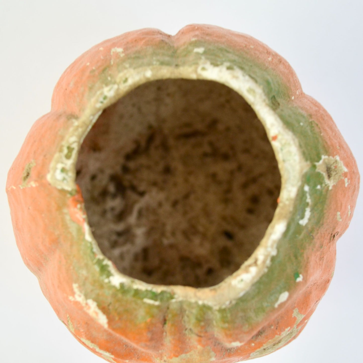 Antique Paper Mache Pumpkin Jack O Lantern Orange 4"