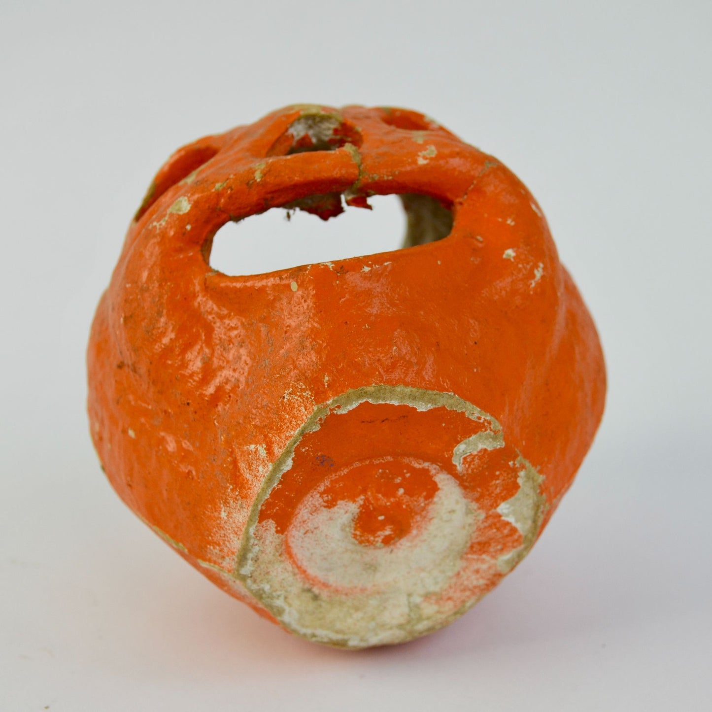 Antique Paper Mache Pumpkin Jack O Lantern Orange 4"