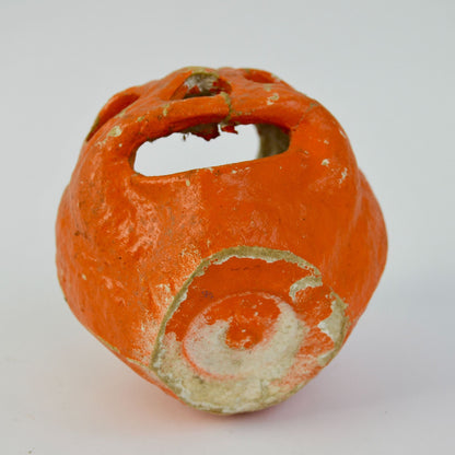 Antique Paper Mache Pumpkin Jack O Lantern Orange 4"