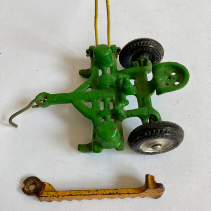 Vintage Arcade Toy Sickle Bar Mower Cast Iron Green/Yellow John Deere?