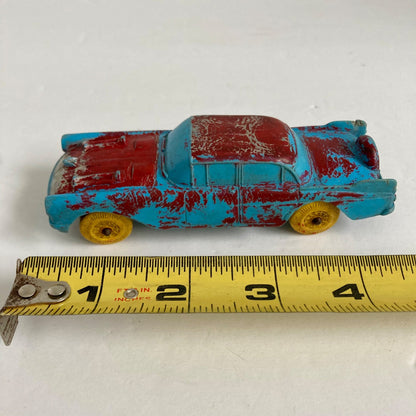 Vintage Auburn Rubber Toy Car 1950's Blue Red