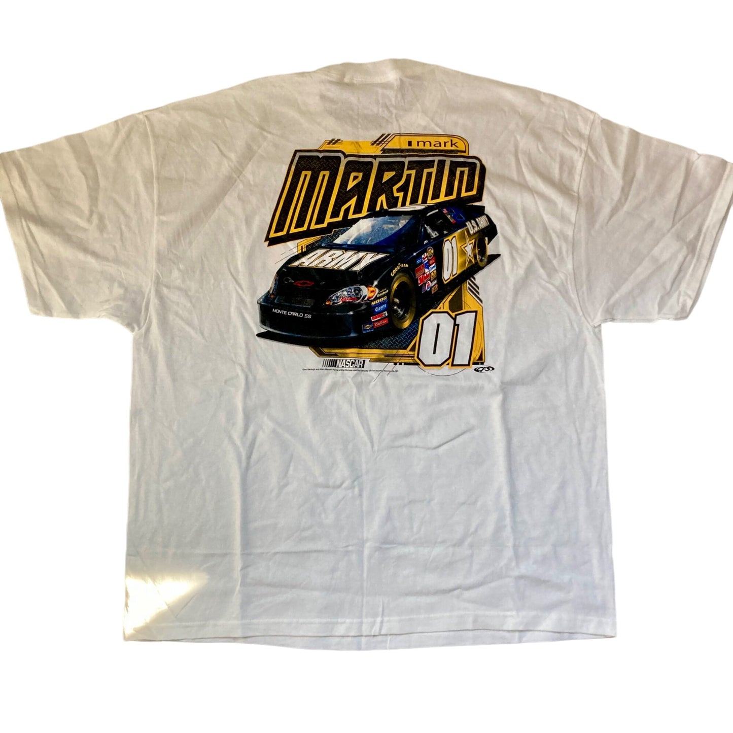 Vintage Mark Martin #01 NASCAR T-Shirt U.S. Army Racing Size 2XL