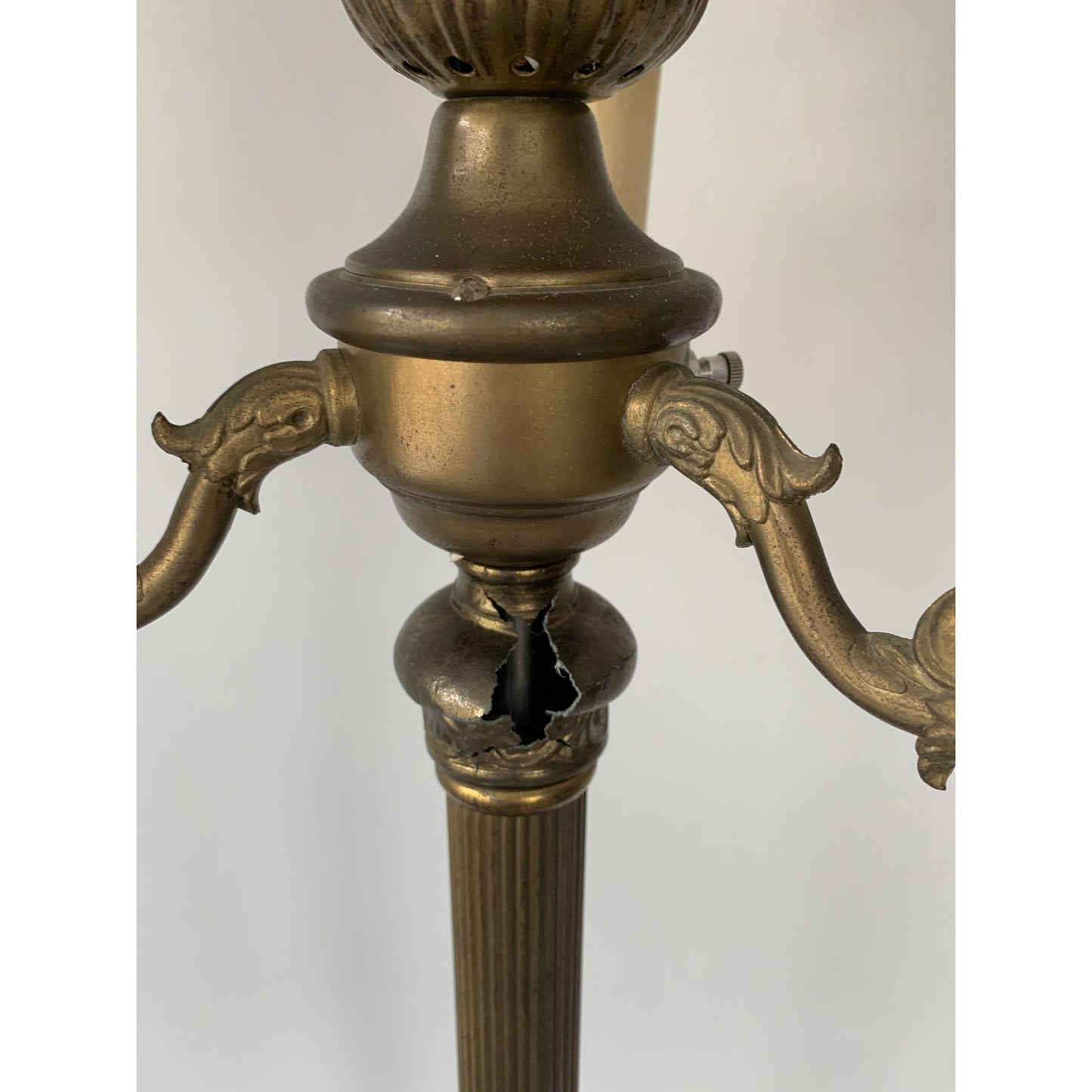 Antique Brass Torchiere 4 Lamp Floor Lamp With Glass Shade