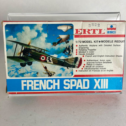 Vintage Ertl French Spad XIII 1/72 Model Kit ESCI Airplane COMPLETE 3222