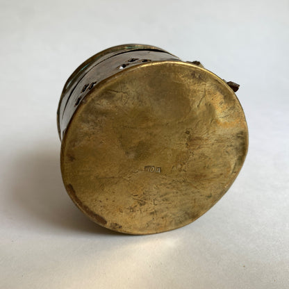 Vintage Brass Cricket Trinket Keeper Round Box Latch Broken
