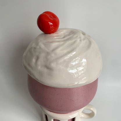 ADORABLE Vintage Milkshake Cookie Jar with Cherry 13" Tall