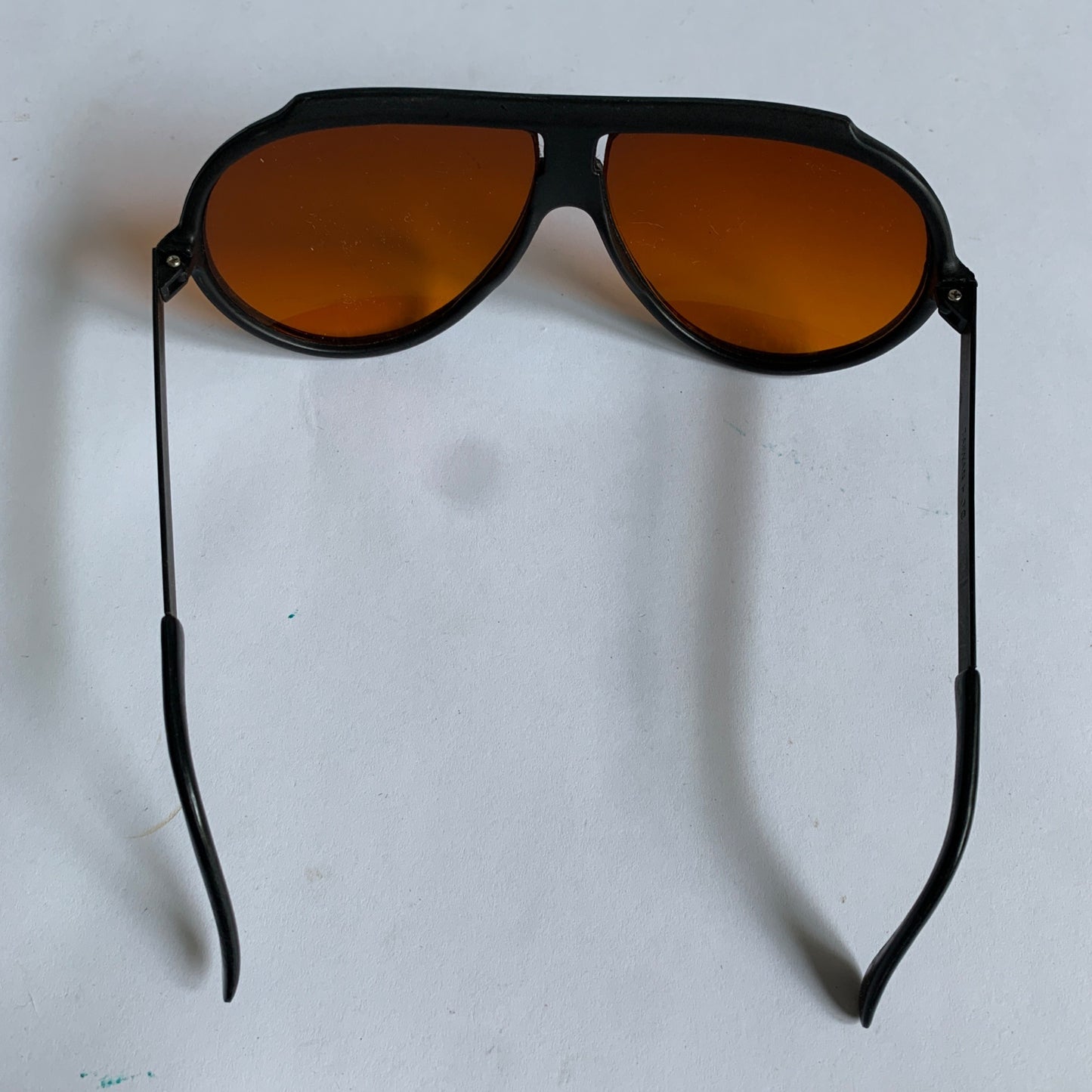 Turbo Vintage 1980s Men's Aviator Sunglasses Black Metal & Plastic Amber Lenses