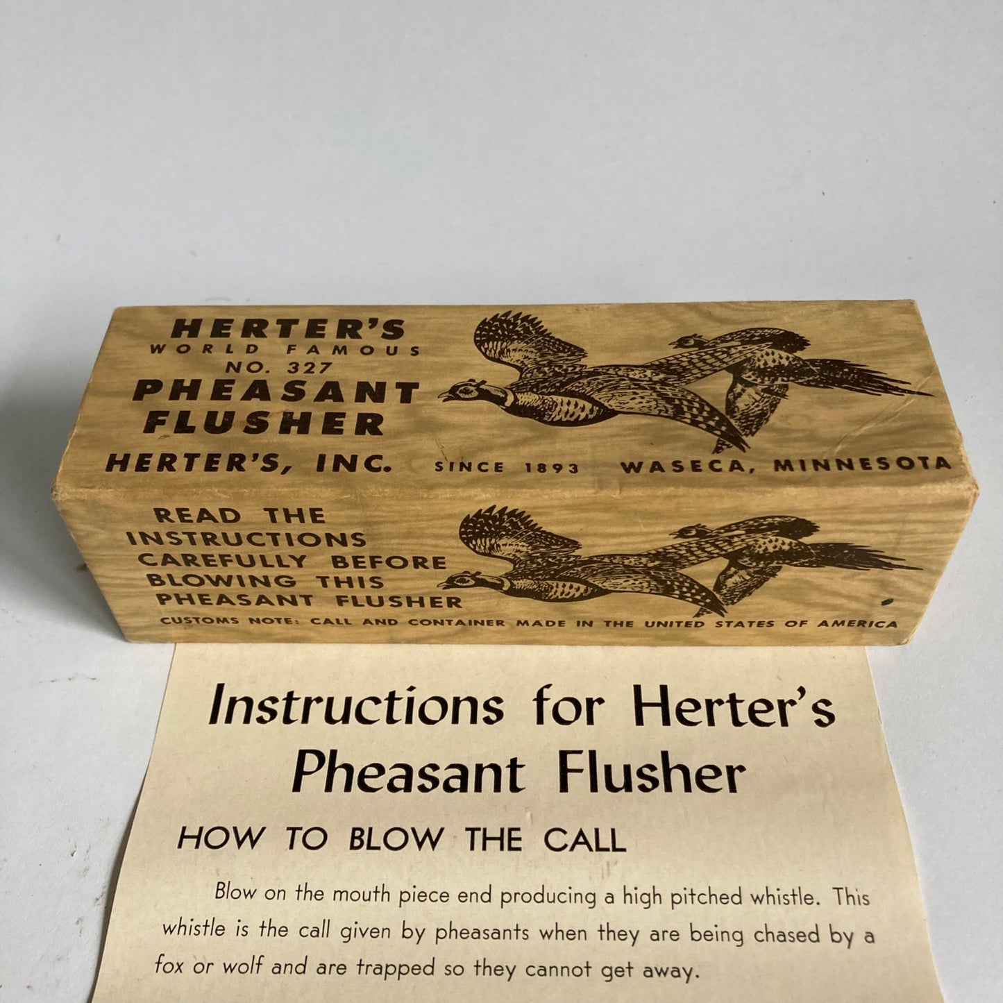 Herter's No. 327 Pheasant Flusher Game Call in Original Box w/ Instructions