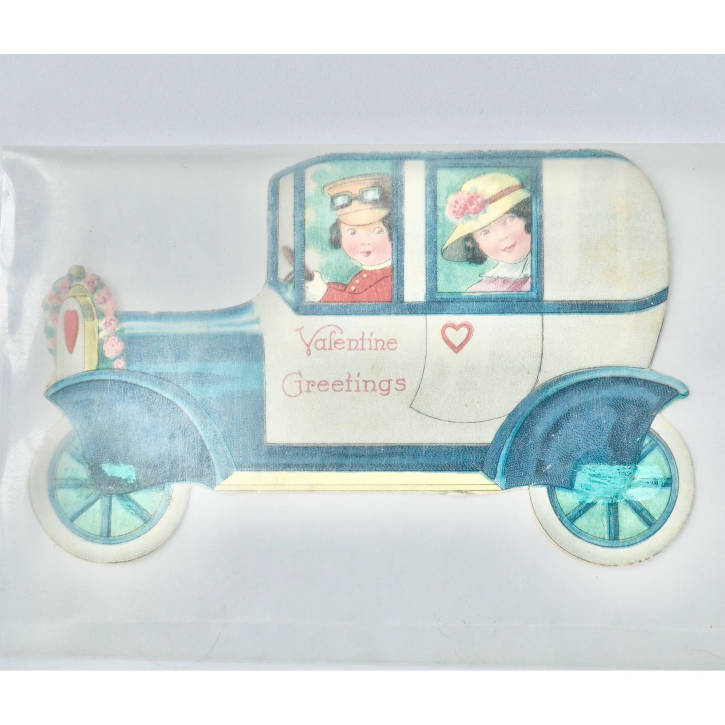 Vintage Valentine's Day Card Car Greetings