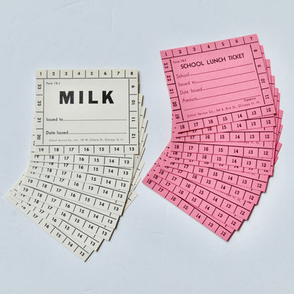 Vintage School Lunch Milk Tickets Unused Lot of 21
