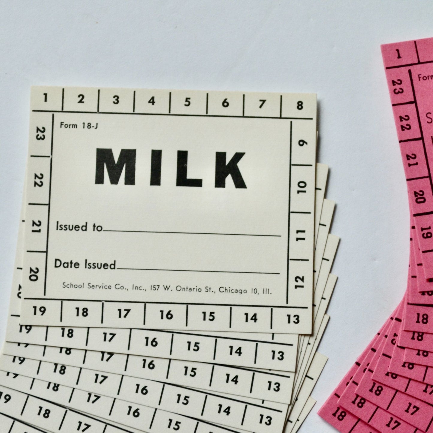 Vintage School Lunch Milk Tickets Unused Lot of 21