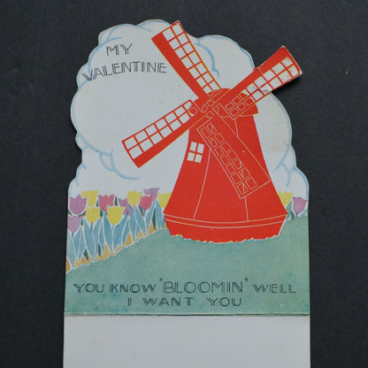 Dutch Boy Girl My Valentine Vintage Card Folding
