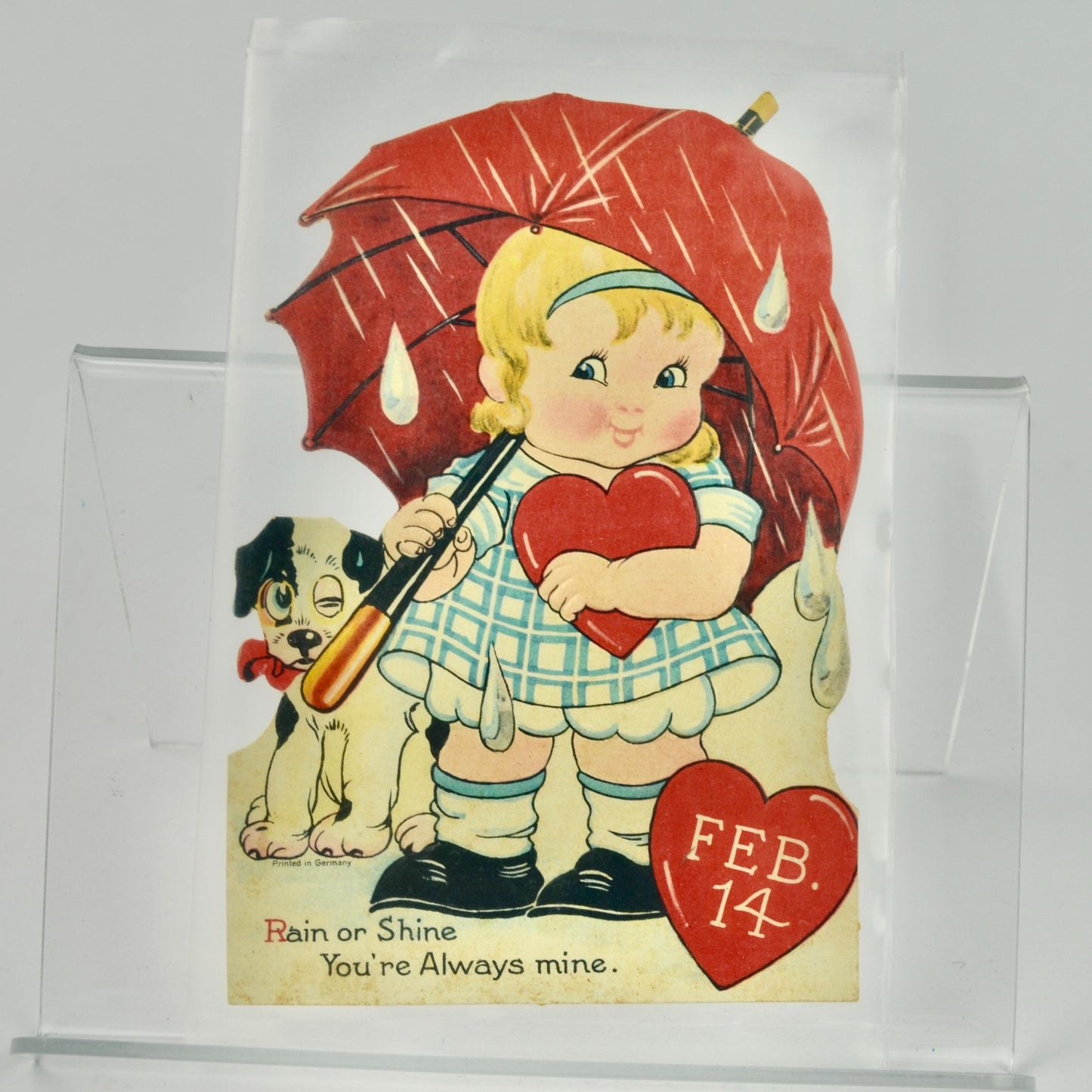 Vintage Valentine's Day Rain or Shine You're Always Mine Card Standing