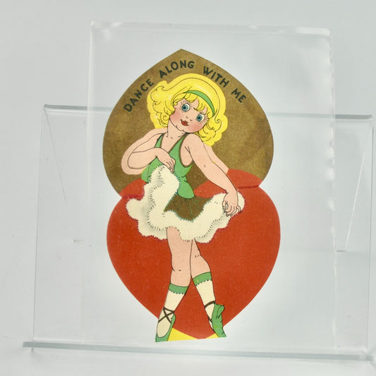 Vintage Valentine's Day Card Dance Along With Me Dancer