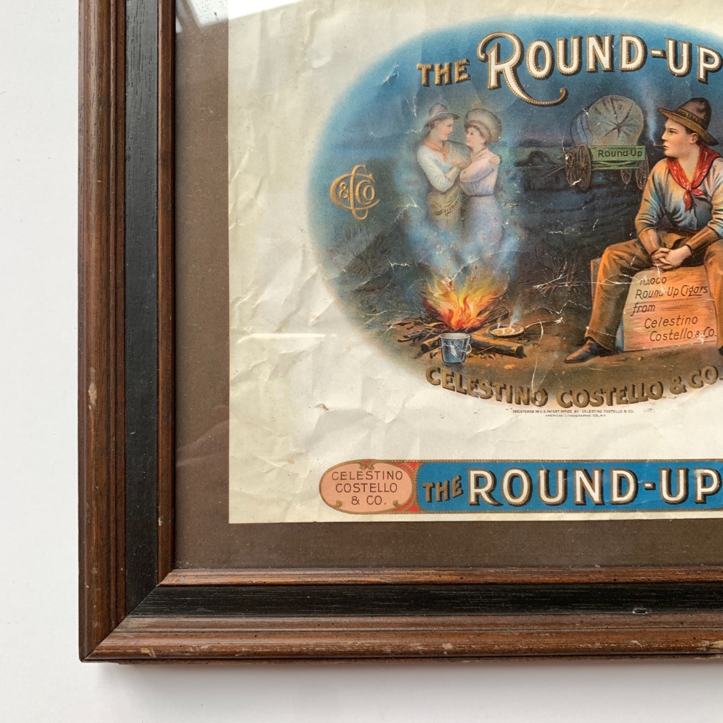 Vintage The Round-Up Cigar Celestino Costello & Co Framed Print