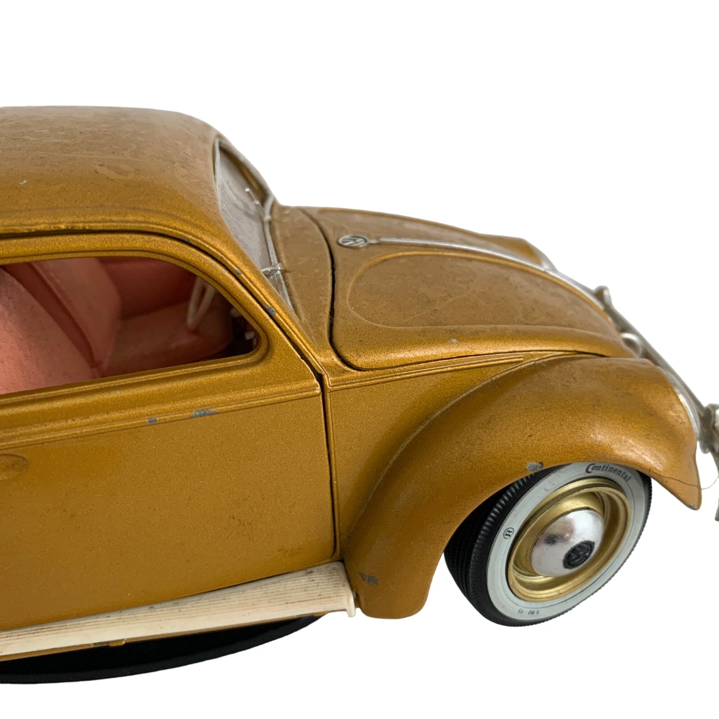 Burago 1955 Gold Volkswagon Beetle Diecast Car with Stand