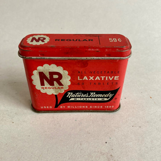 Vintage Nature's Remedy NR Laxative Metal Tin All Vegetable Orange