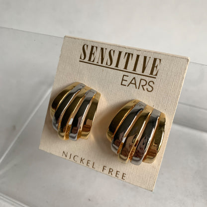 Sensitive Ears Nickel Free Clip On Earrings Vintage Gold Silver