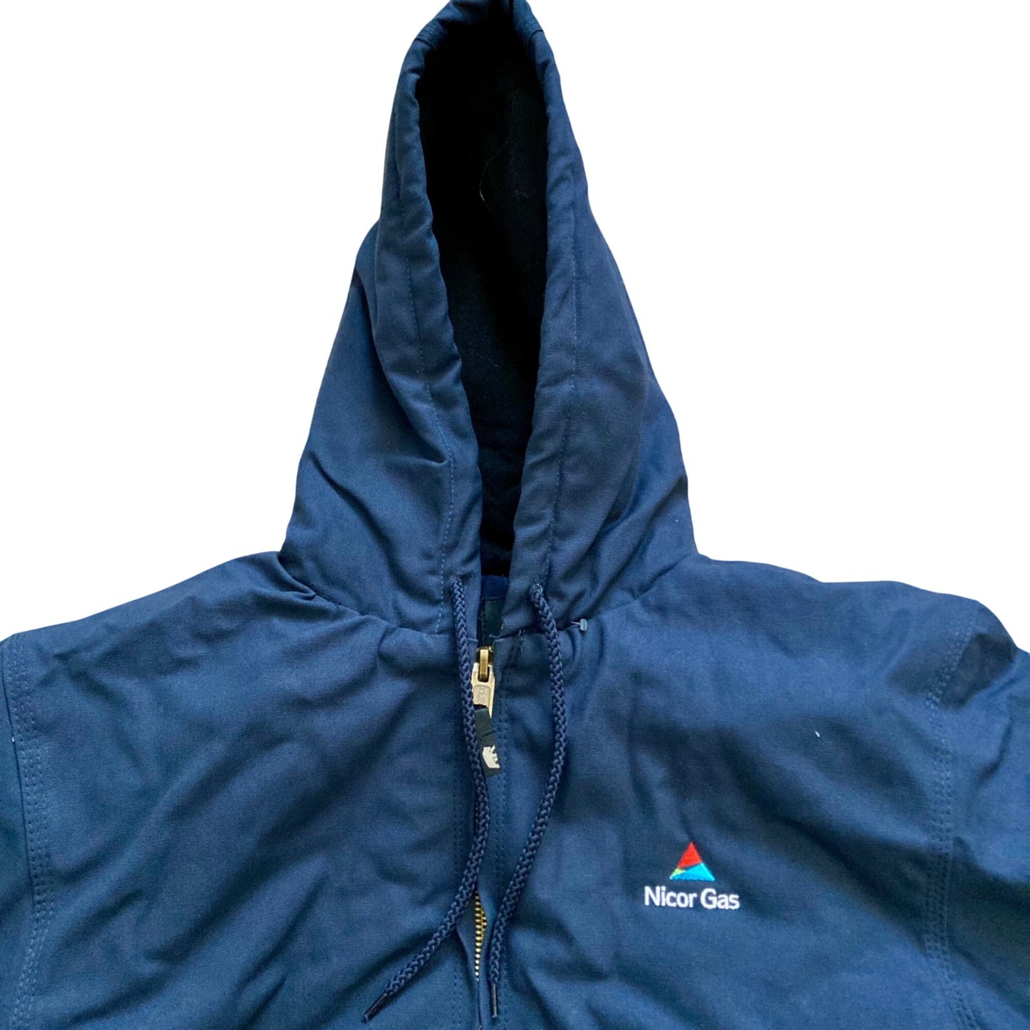 Berne Heavy Duty Duck Hooded Work Jacket Men’s L Regular Insulated HJ51ND Blue