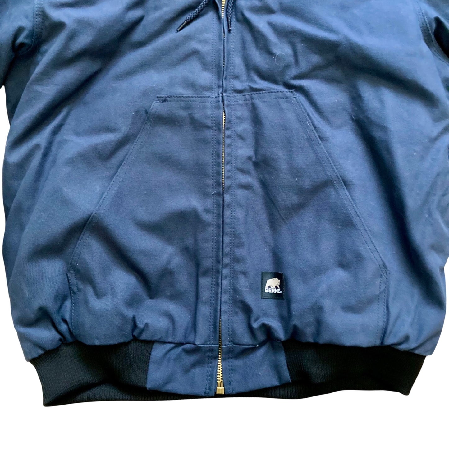 Berne Heavy Duty Duck Hooded Work Jacket Men’s L Regular Insulated HJ51ND Blue