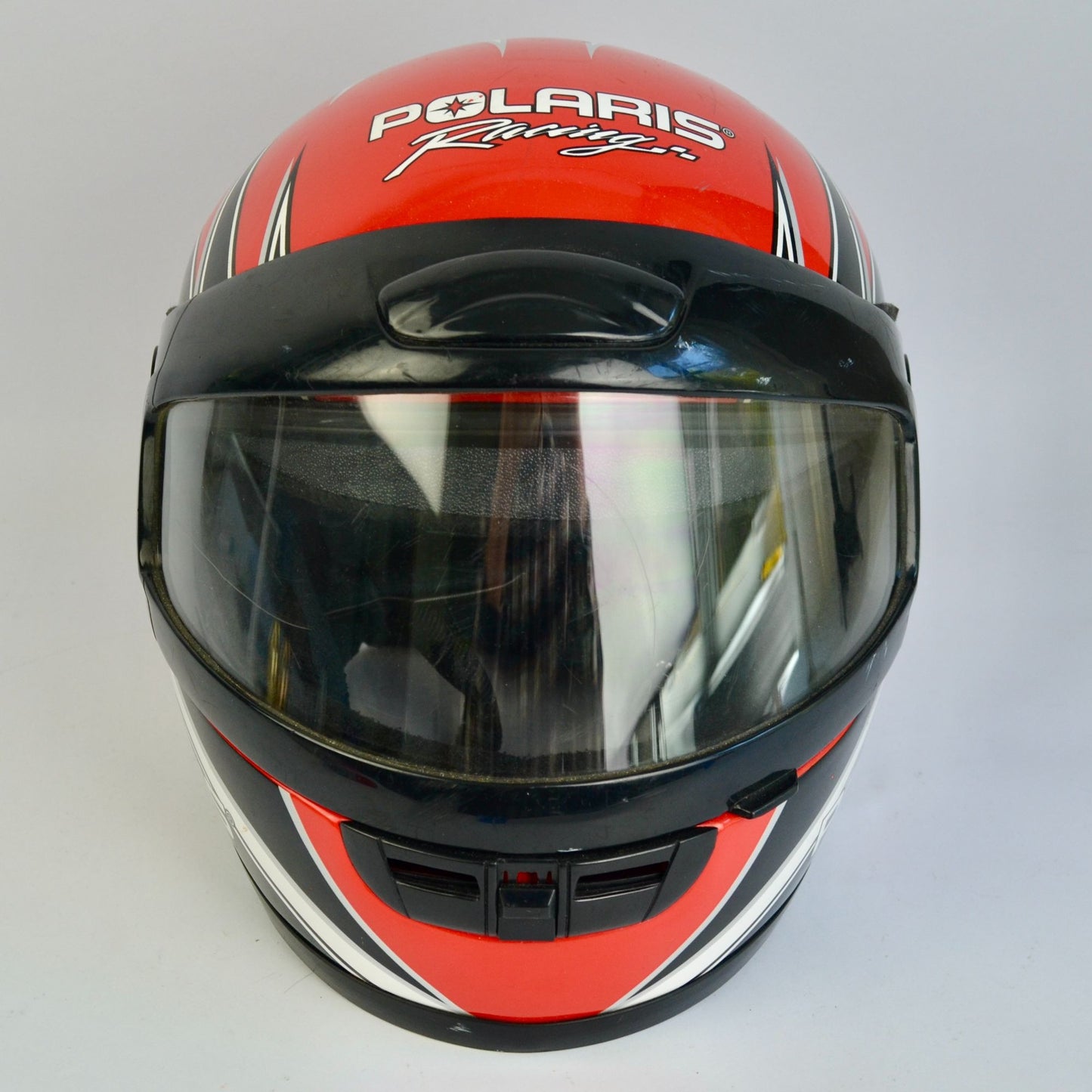 Vintage 2004 Polaris Youth Racing Helmet Size Large Snowmobile Red Black White