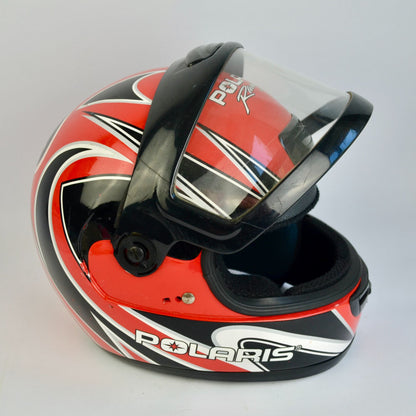 Vintage 2004 Polaris Youth Racing Helmet Size Large Snowmobile Red Black White
