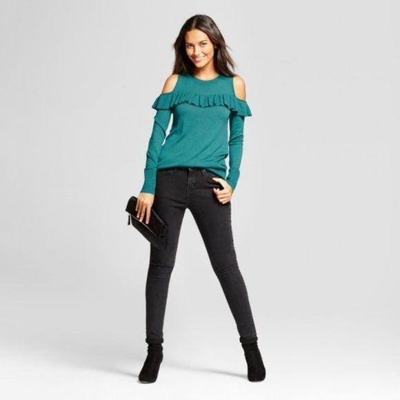 A New Day Ruffle Any Day Pullover Jade Small New