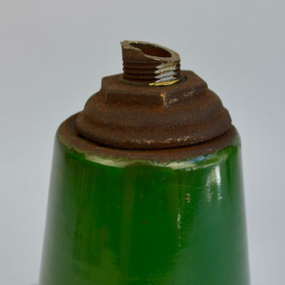 Vintage Green Porcelain Enamel Barn Light Shade Gas Station Fixture 12"