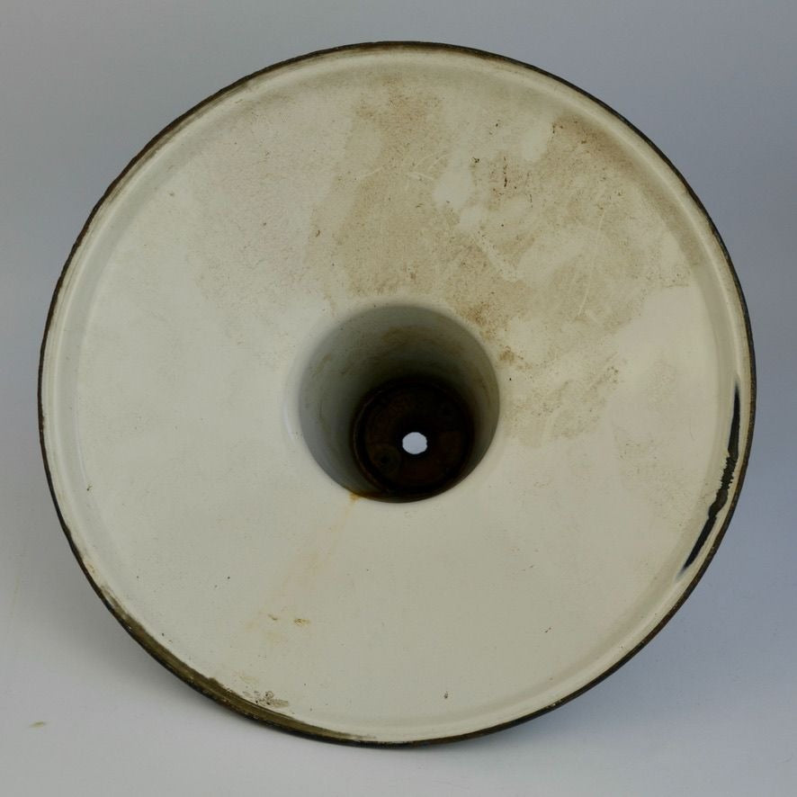 Vintage Green Porcelain Enamel Barn Light Shade Gas Station Fixture 12"