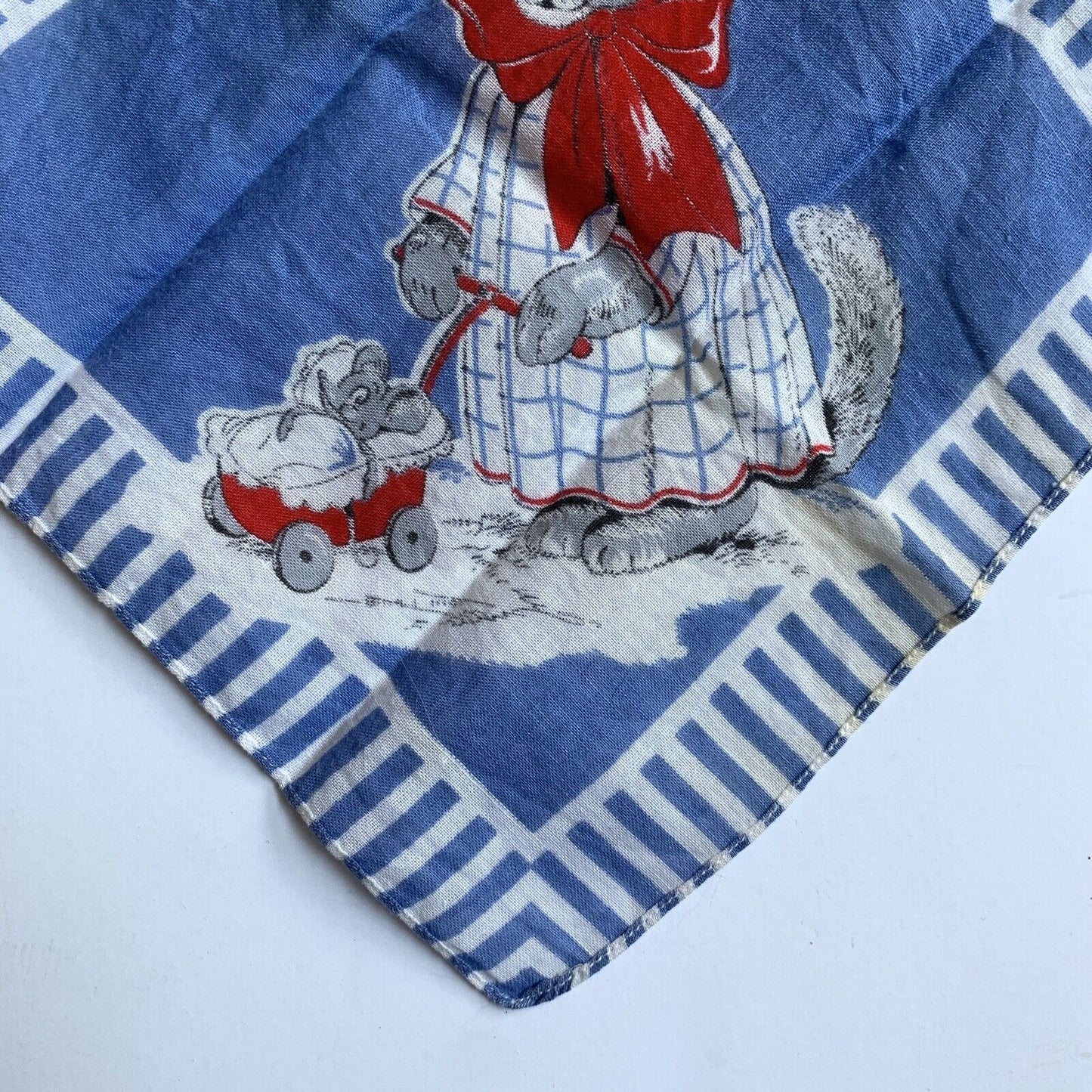 VINTAGE Child’s Handkerchief Hanky Cat Mouse Baby Buggy