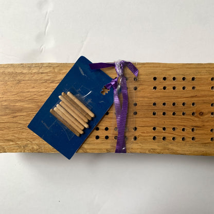 Handmade Solid Wood Cribbage Board with Pegs