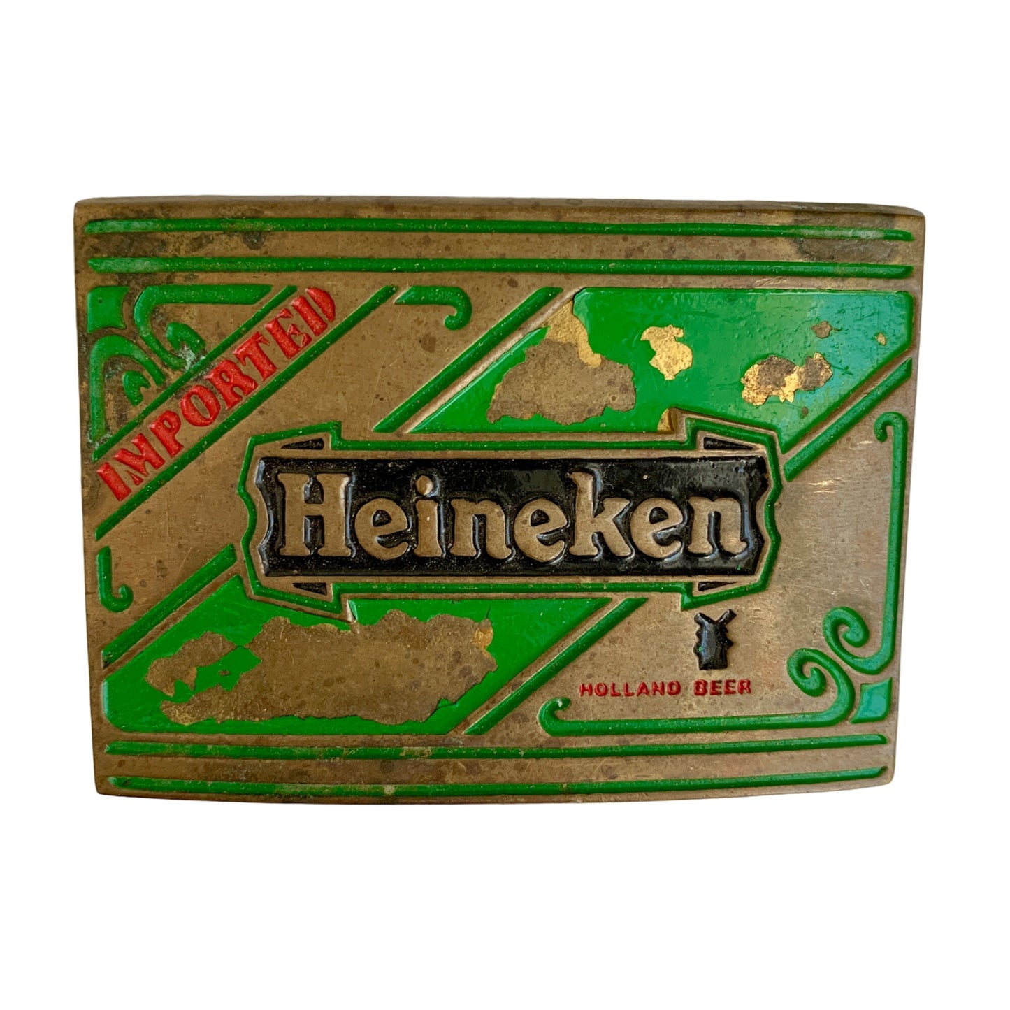 Heineken Imported Holland Beer Belt Buckle Vintage Baron Buckles 5988 Brass