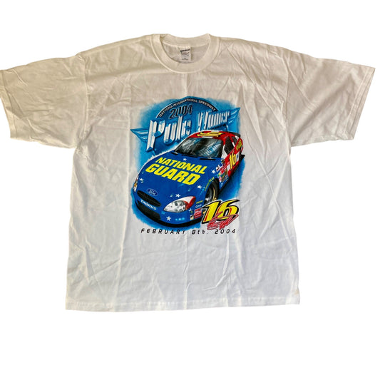 Vintage Greg Biffle #16 Daytona POLE WINNER T-Shirt Size 2XL NASCAR 500 RARE