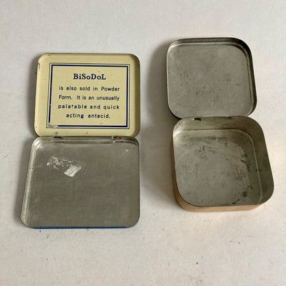 Lot 2 Vintage Tins Lakerol Pastilles & Bisodol Mints Antacid Alkalizer