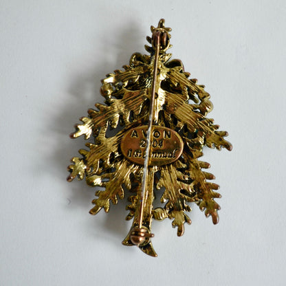 Avon 2004 1st Annual Rhinestone Enameled Brooch Pin Christmas Tree Signed