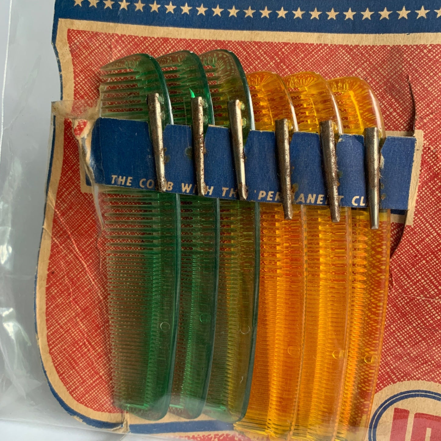 All American Clip Comb Store Display with Combs Complete Full Set of 12 Vintage