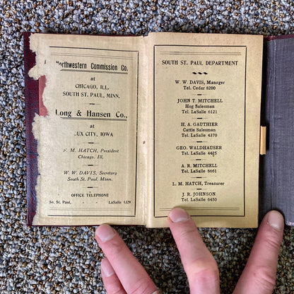 Vintage Northwestern Commission Company Livestock Ledger Receipt Book 1927-1928