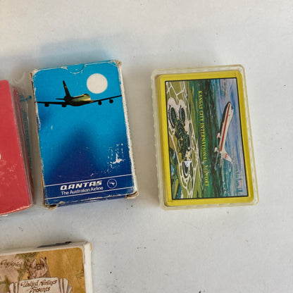 Lot 10 Vintage Airline Playing Card Decks Western American Eastern United Qantas