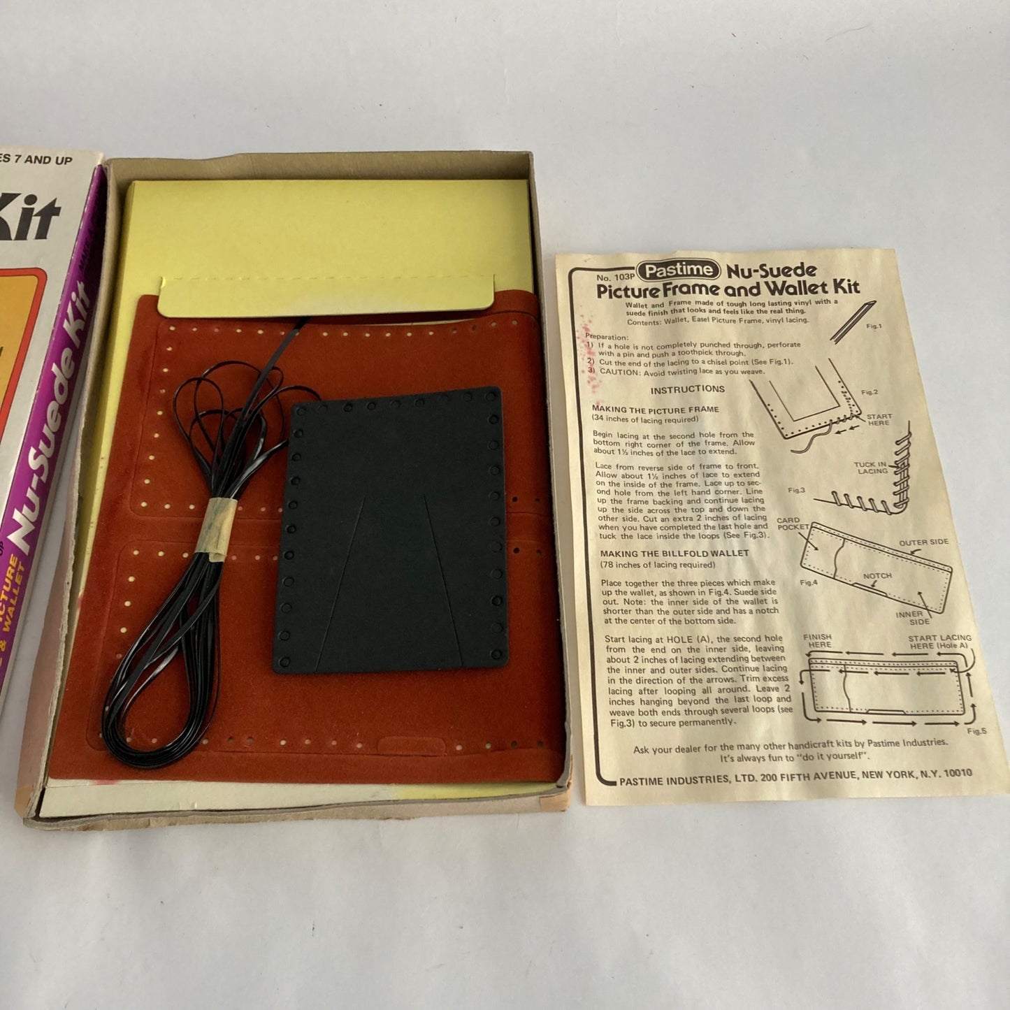 Vintage Pastime Nu-Suede Leather Picture Frame & Wallet Kit DIY NOS