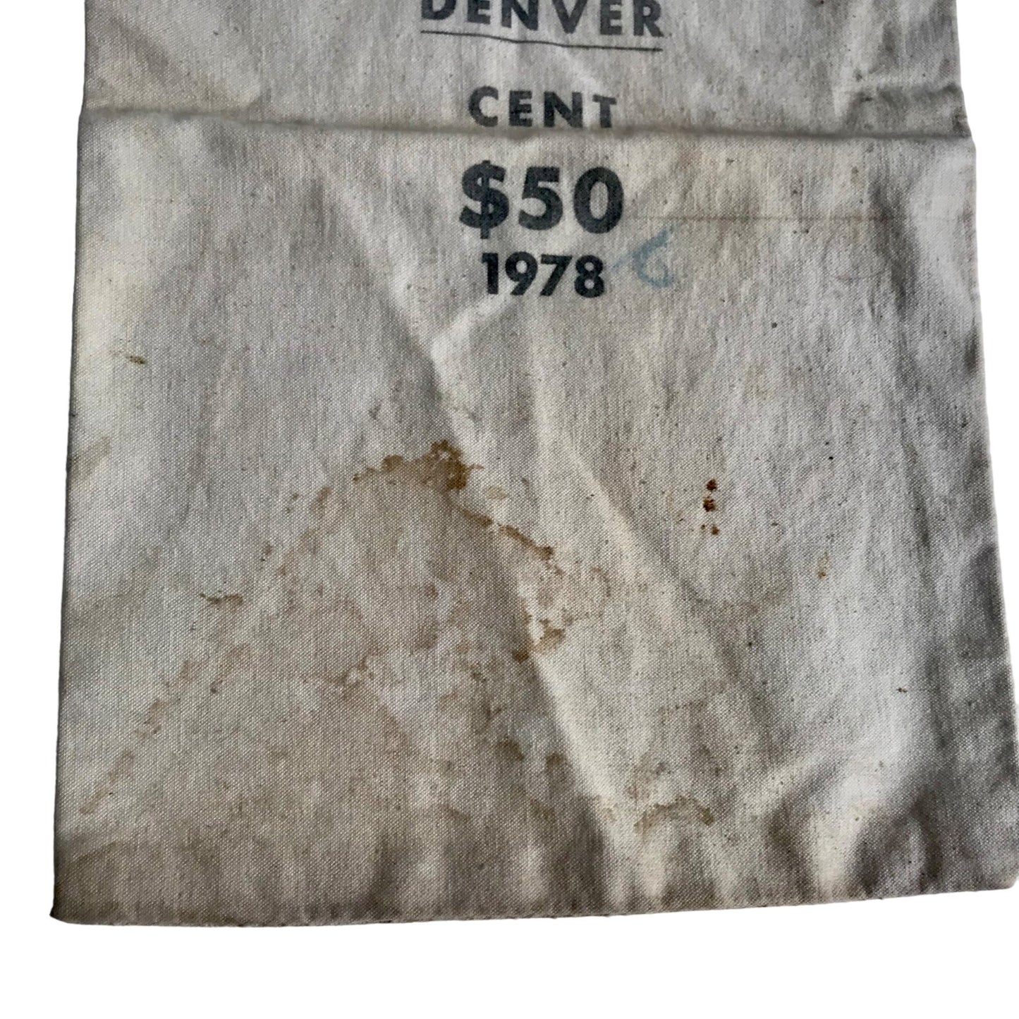 Vintage 1978 U.S. Mint Denver Cent $50 Canvas Money Bag
