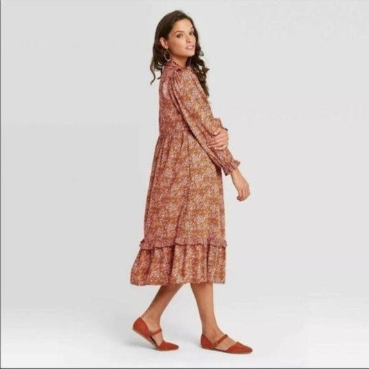 New Universal Thread Cottagecore Ruffle MIDI Dress