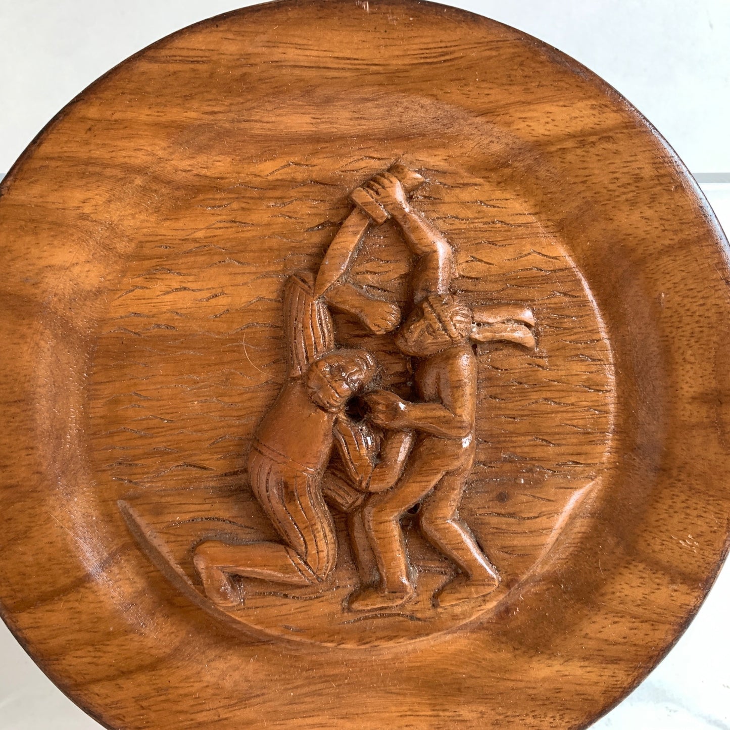 Philippines War Scene Carved Onto Wooden Plate Decorative